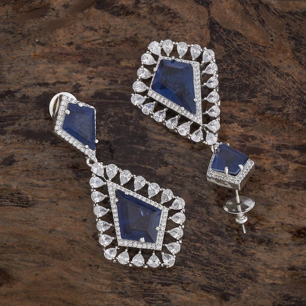 Kushal'S Fashion Jewellery Rhodium-Plated Party Zircon Drop Earrings - 177223 : 424784