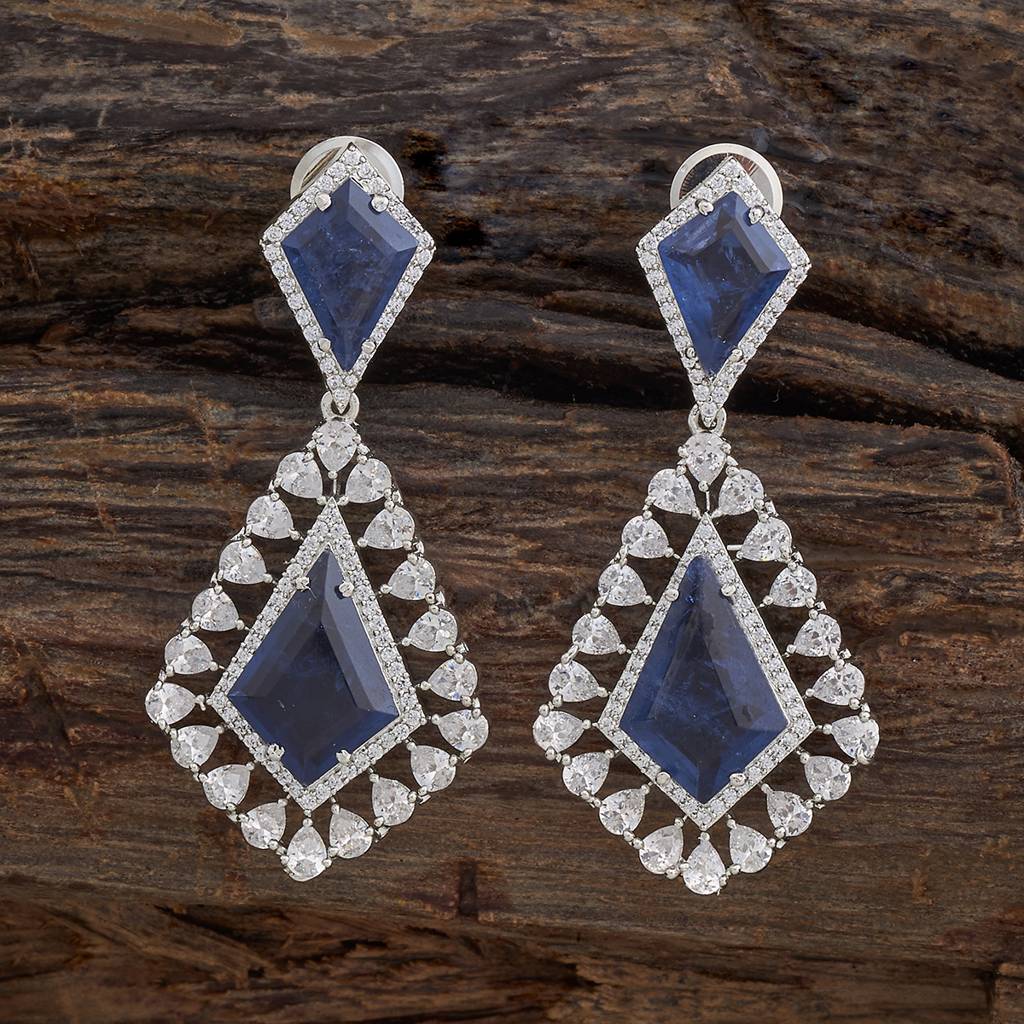 Kushal'S Fashion Jewellery Rhodium-Plated Party Zircon Drop Earrings - 177223 : 424784
