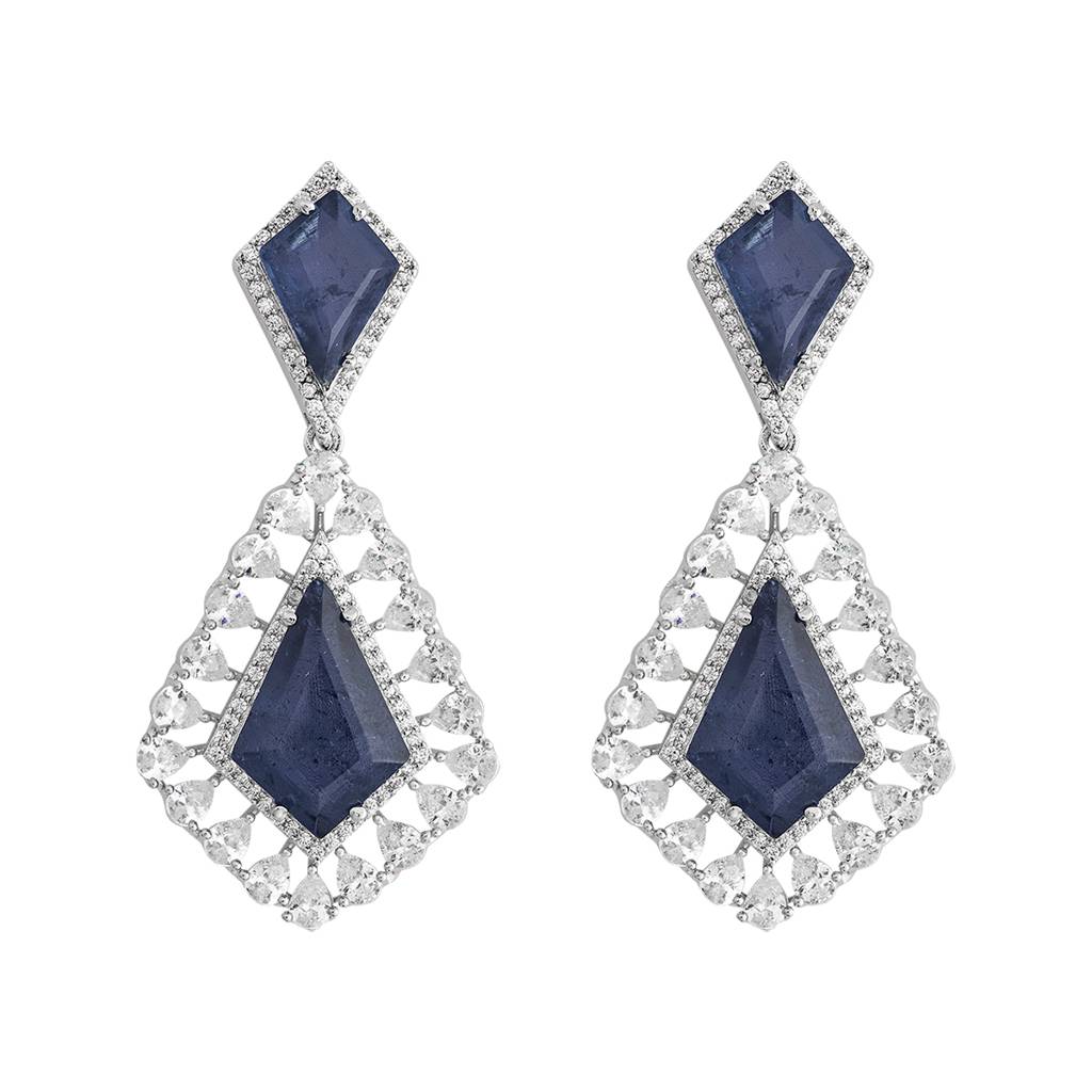 Kushal'S Fashion Jewellery Rhodium-Plated Party Zircon Drop Earrings - 177223 : 424784