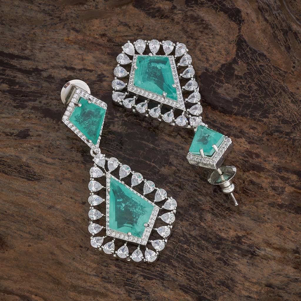 Kushal'S Fashion Jewellery Rhodium-Plated Party Zircon Drop Earrings - 177223 : 424785