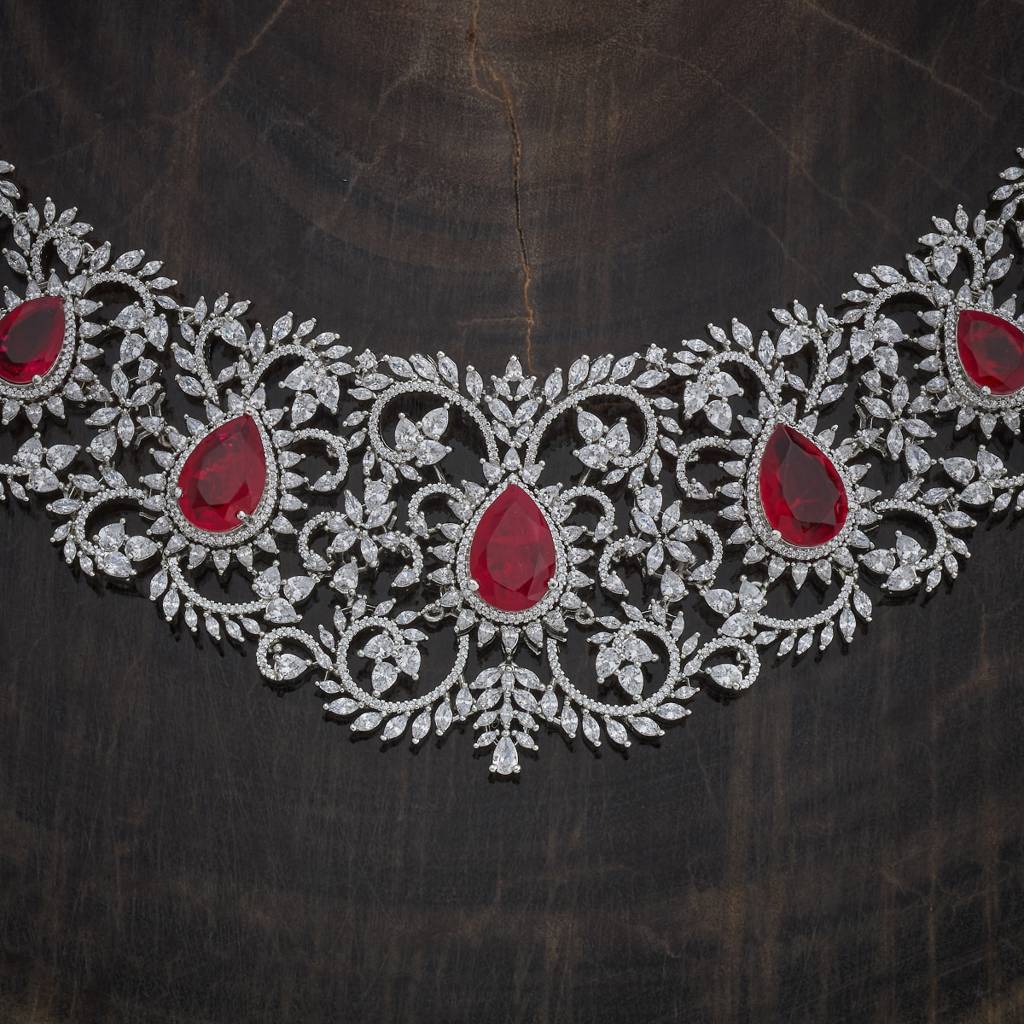 Kushal'S Fashion Jewellery Rhodium-Plated Party Zircon Jewellery Set - 177246 : 436173