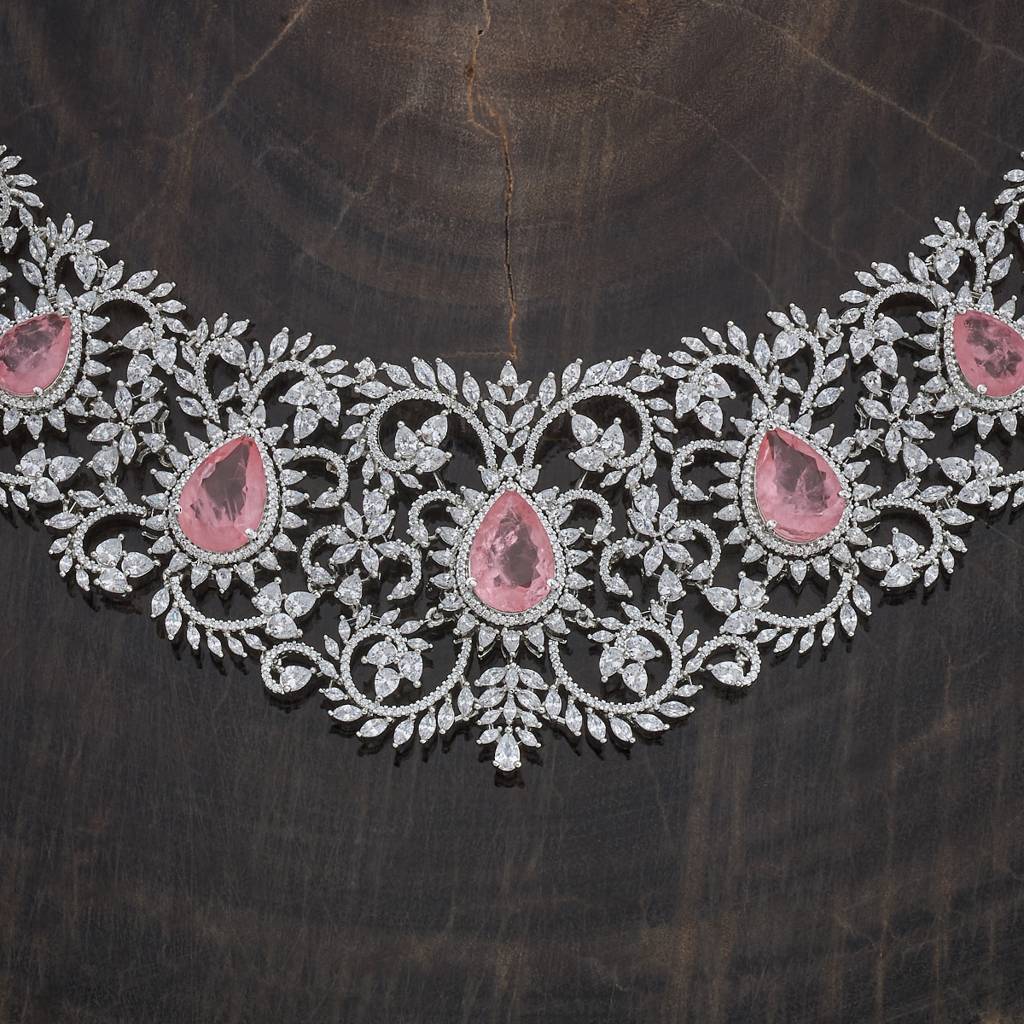 Kushal'S Fashion Jewellery Rhodium-Plated Party Zircon Jewellery Set - 177246 : 436174