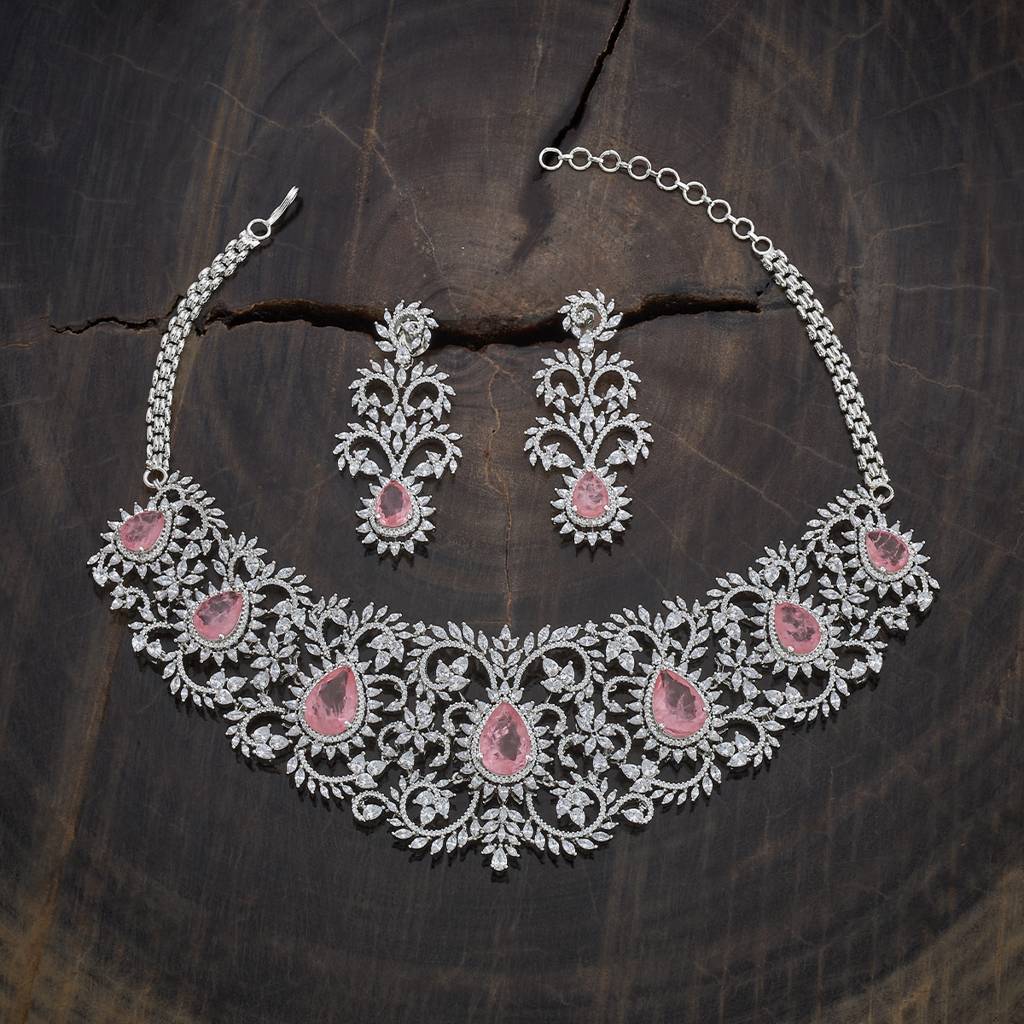 Kushal'S Fashion Jewellery Rhodium-Plated Party Zircon Jewellery Set - 177246 : 436174