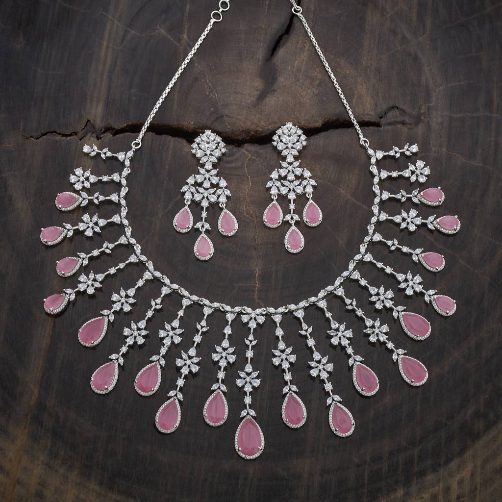 Kushal'S Fashion Jewellery Rhodium-Plated Party Zircon Jewellery Set - 177247 : 425072