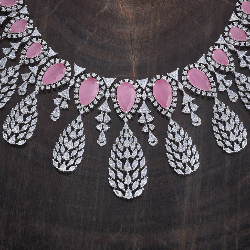Kushal'S Fashion Jewellery Rhodium-Plated Party Zircon Jewellery Set - 177269 : 425090