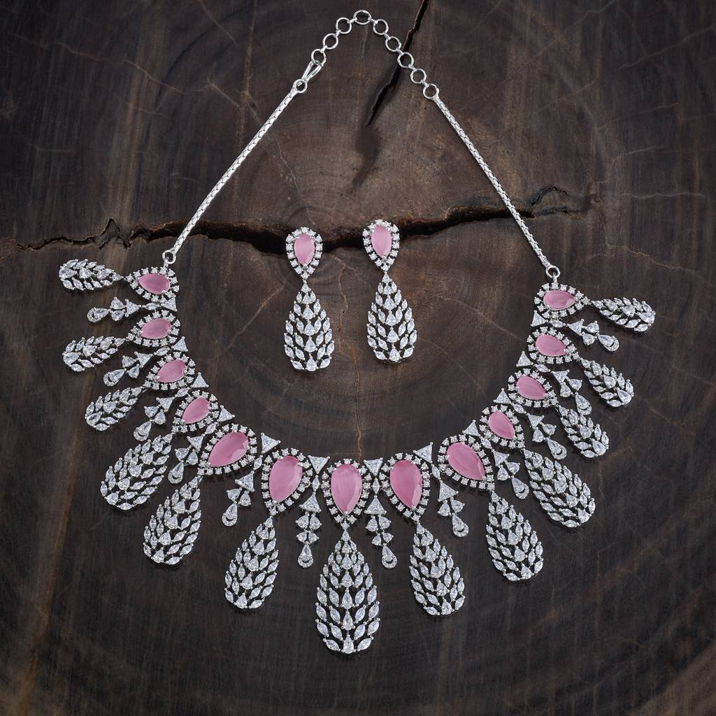 Kushal'S Fashion Jewellery Rhodium-Plated Party Zircon Jewellery Set - 177269 : 425090