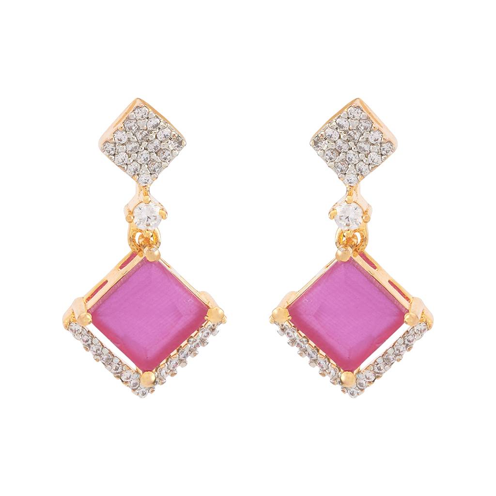 Kushal'S Fashion Jewellery Rhodium-Plated Party Zircon Drop Earrings - 177290 : 424997