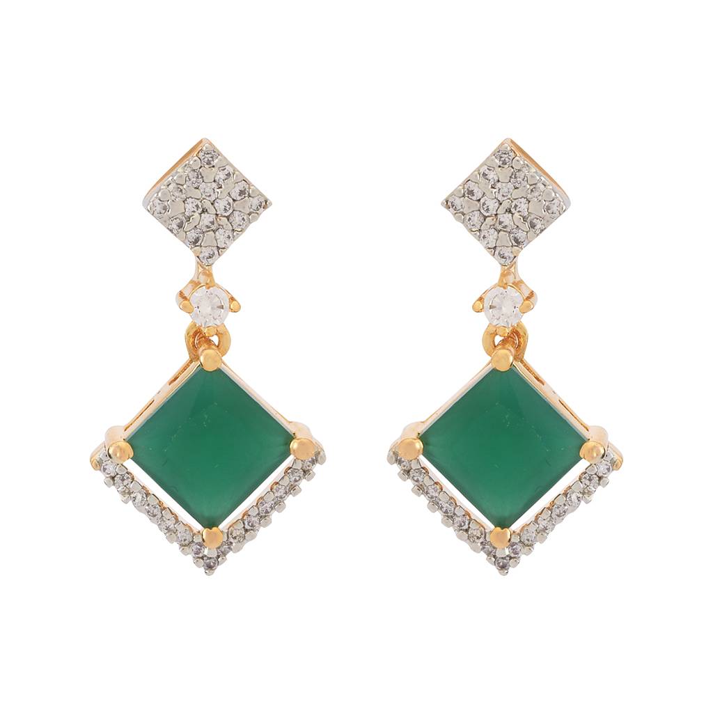 Kushal'S Fashion Jewellery Rhodium-Plated Party Zircon Drop Earrings - 177290 : 424998