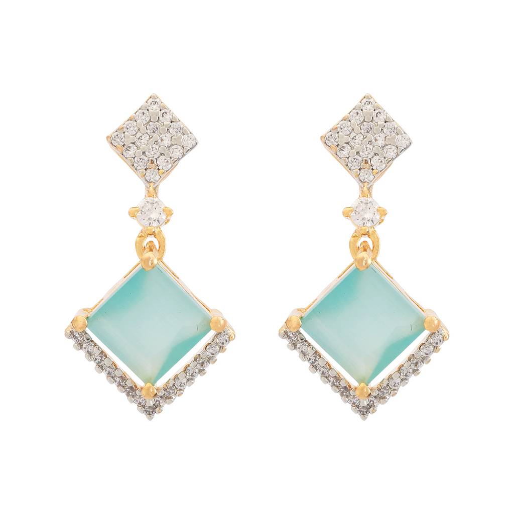 Kushal'S Fashion Jewellery Rhodium-Plated Party Zircon Drop Earrings - 177290 : 425001