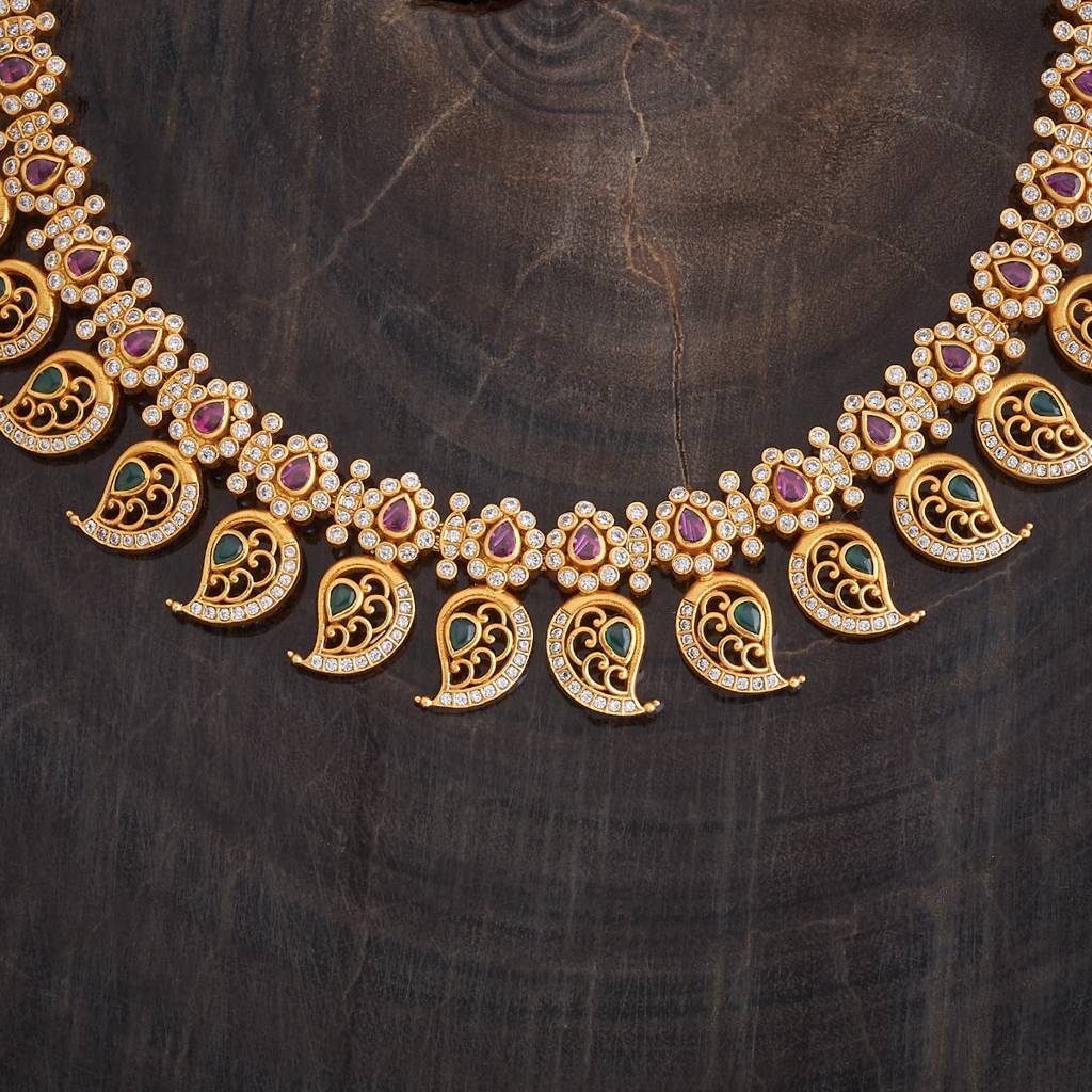 Kushal'S Fashion Jewellery Gold-Plated Ethnic 92.5 Pure Silver Temple Necklace - 177311 : 425229