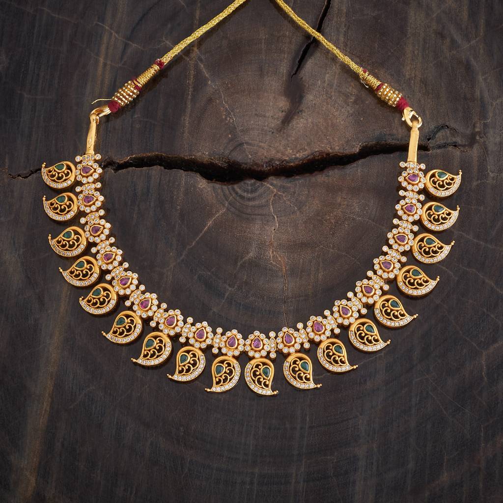 Kushal'S Fashion Jewellery Gold-Plated Ethnic 92.5 Pure Silver Temple Necklace - 177311 : 425229