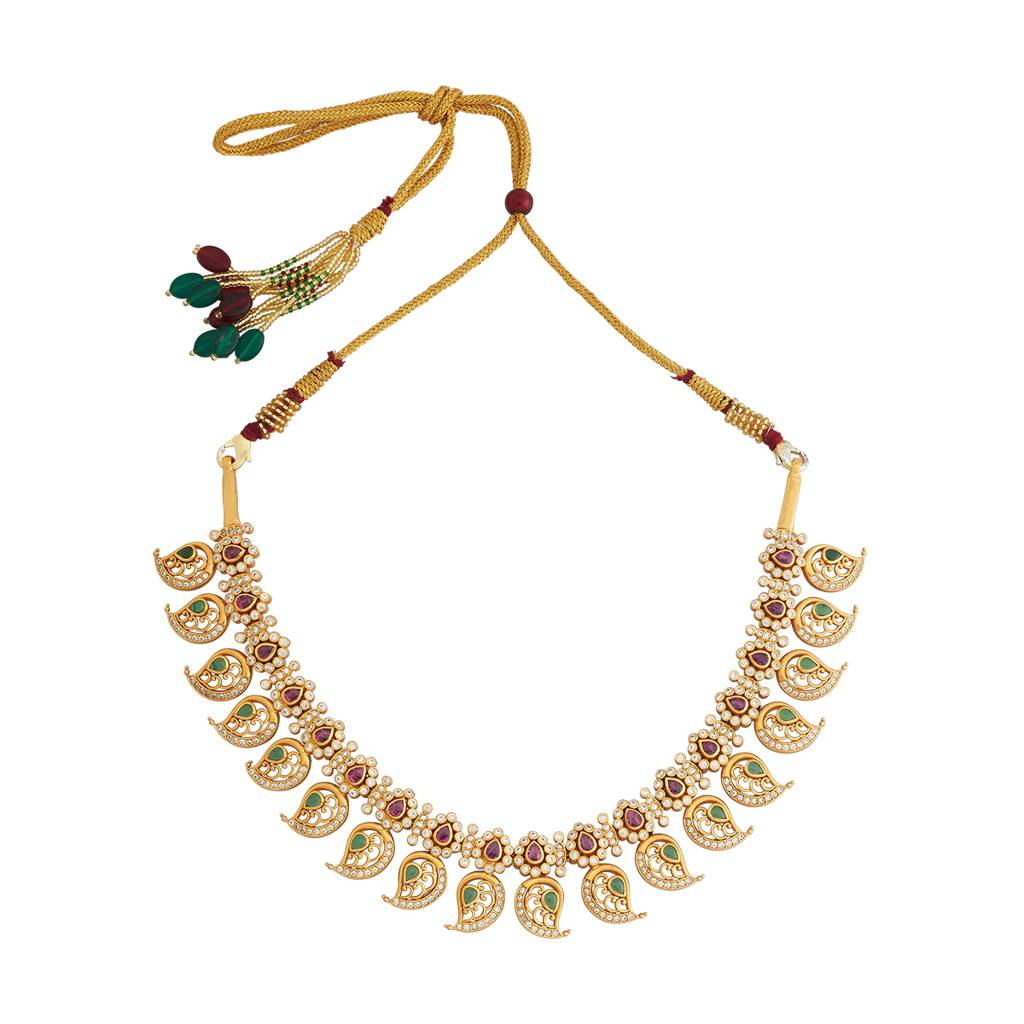 Kushal'S Fashion Jewellery Gold-Plated Ethnic 92.5 Pure Silver Temple Necklace - 177311 : 425229