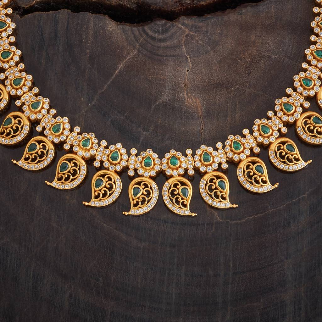 Kushal'S Fashion Jewellery Gold-Plated Ethnic 92.5 Pure Silver Temple Necklace - 177311 : 425230