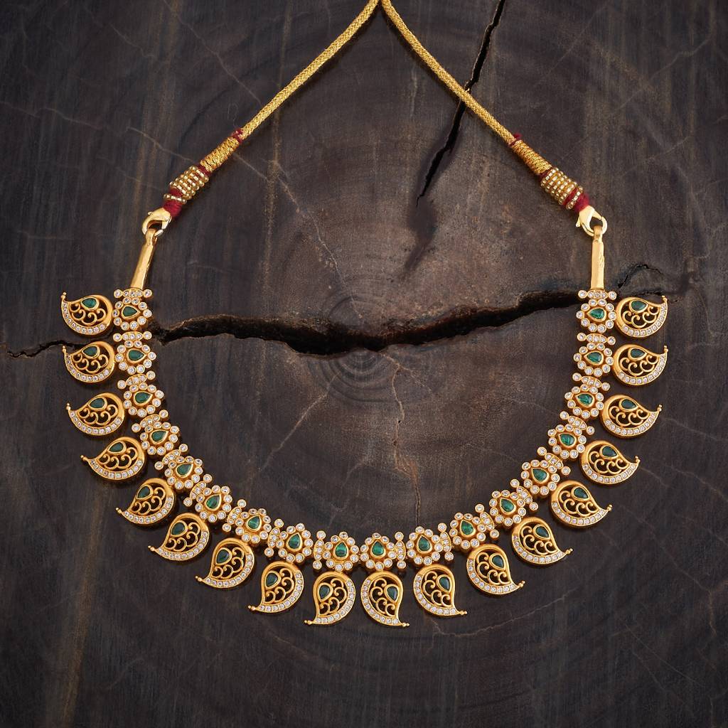 Kushal'S Fashion Jewellery Gold-Plated Ethnic 92.5 Pure Silver Temple Necklace - 177311 : 425230