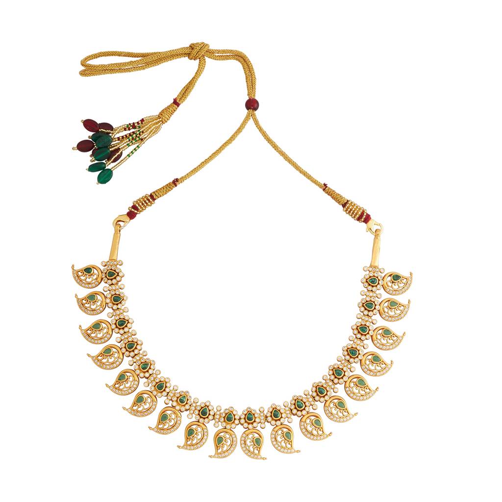 Kushal'S Fashion Jewellery Gold-Plated Ethnic 92.5 Pure Silver Temple Necklace - 177311 : 425230