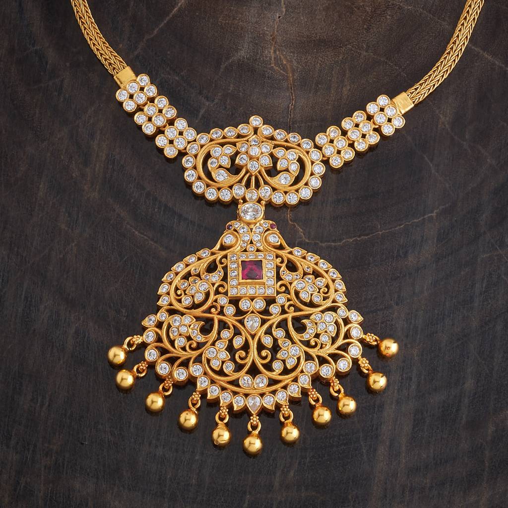 Kushal'S Fashion Jewellery Gold-Plated Ethnic 92.5 Pure Silver Temple Necklace - 177334 : 425262