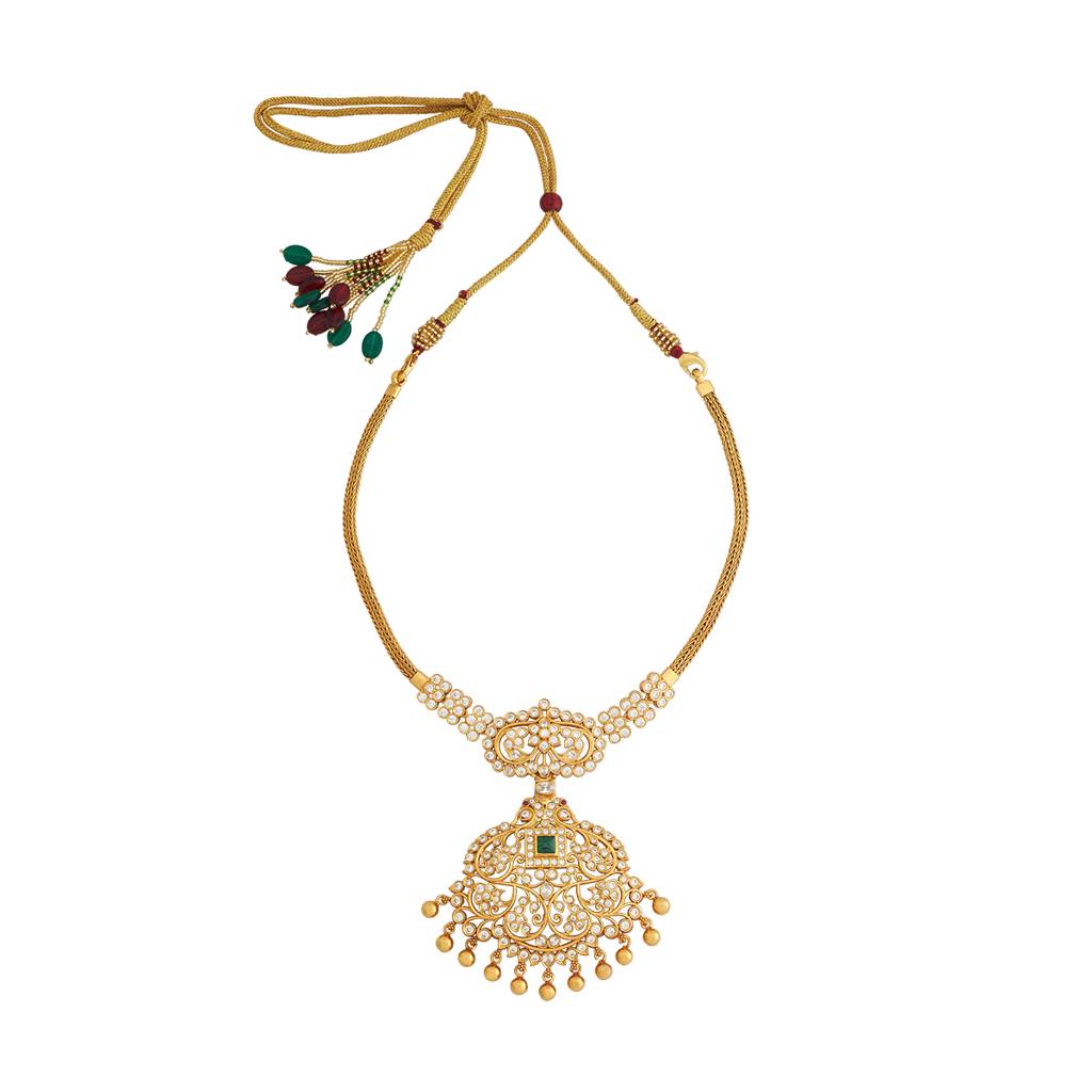 Kushal'S Fashion Jewellery Gold-Plated Ethnic 92.5 Pure Silver Temple Necklace - 177334 : 425263