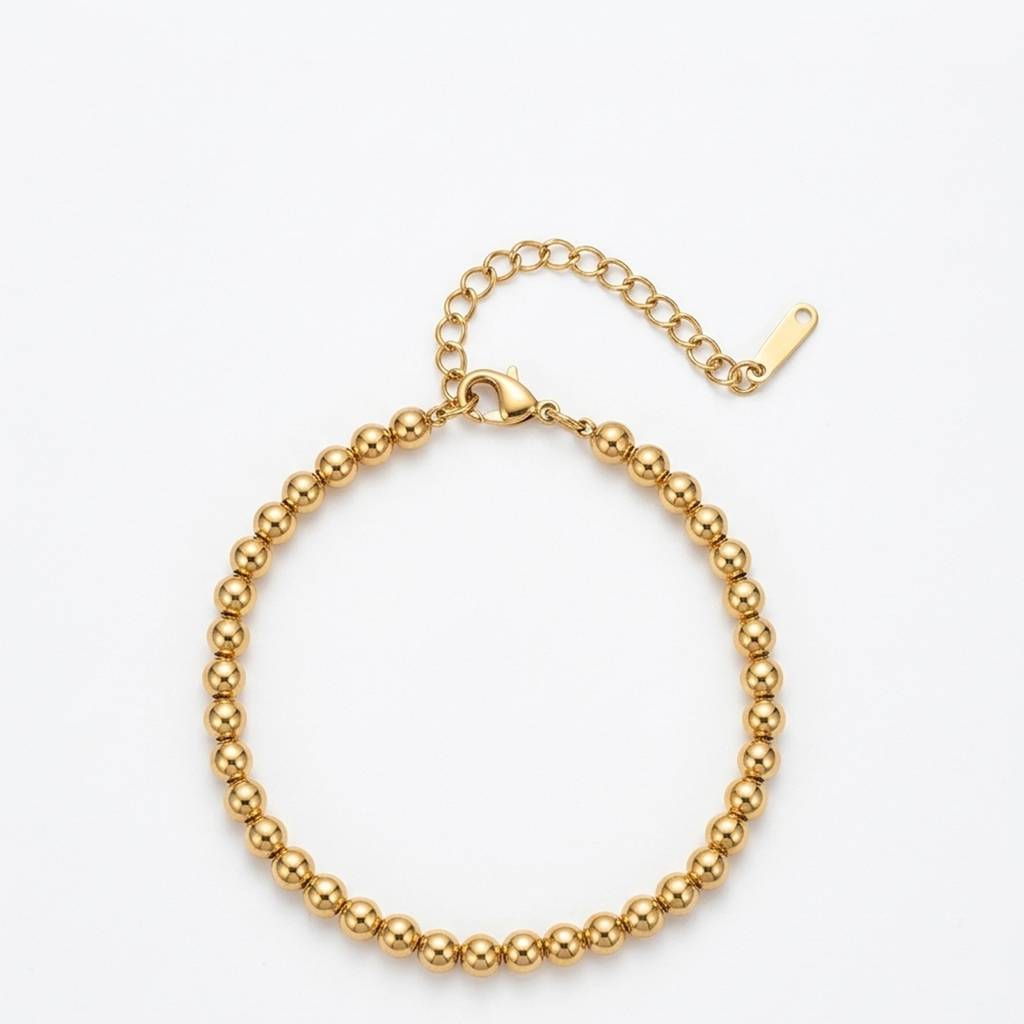 18K Gold Plated Ball Bead Chain Bracelet : RJFSBR87