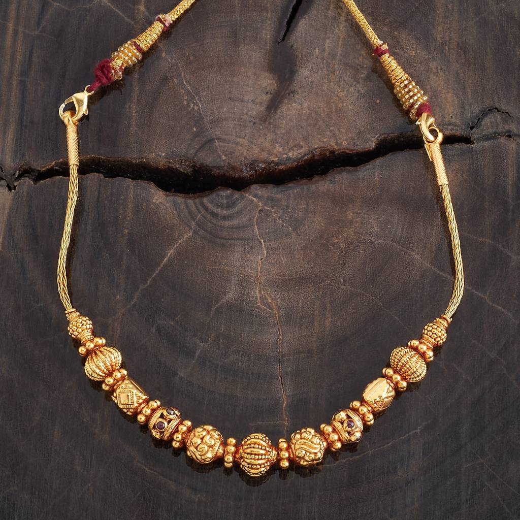 Kushal'S Fashion Jewellery Ruby Gold-Plated Ethnic 92.5 Pure Silver Temple Chain - 433145 : 433145