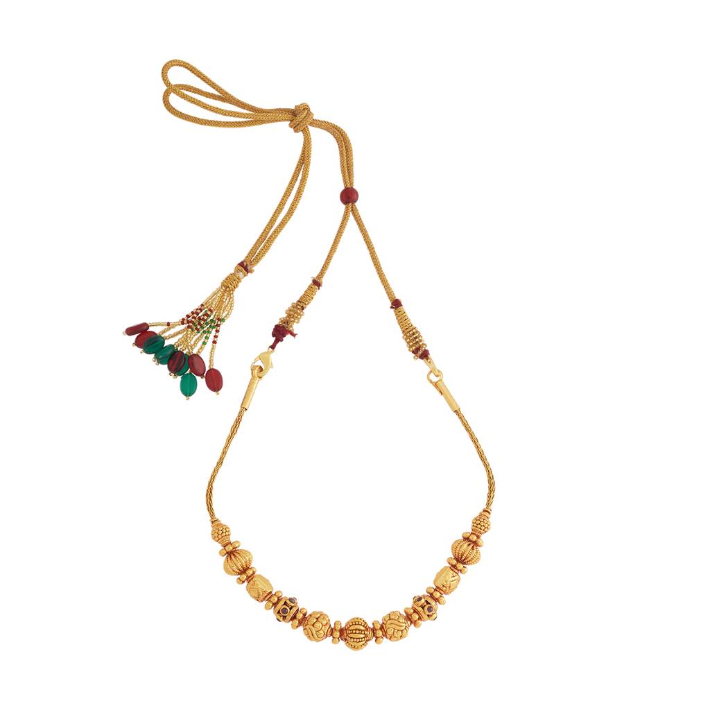 Kushal'S Fashion Jewellery Ruby Gold-Plated Ethnic 92.5 Pure Silver Temple Chain - 433145 : 433145