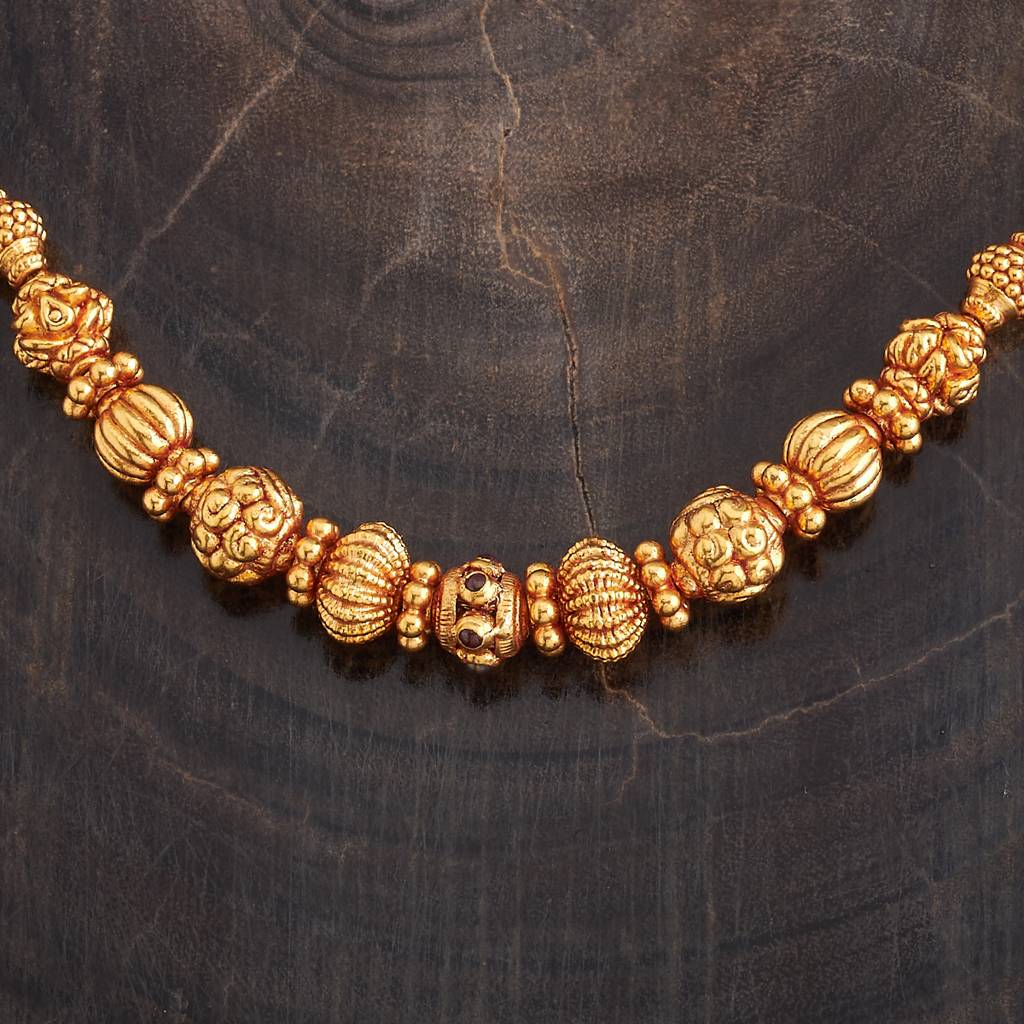 Kushal'S Fashion Jewellery Ruby Gold-Plated Ethnic 92.5 Pure Silver Temple Chain - 433146 : 433146