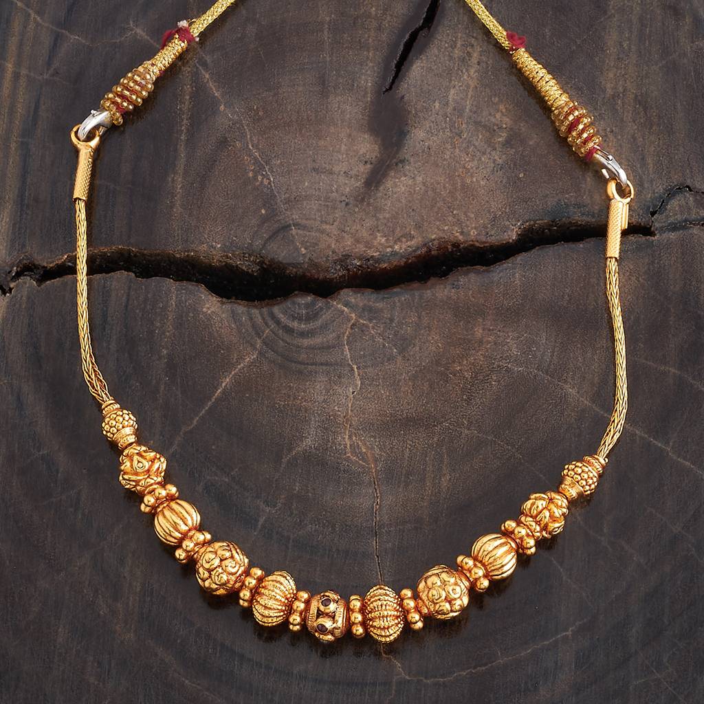 Kushal'S Fashion Jewellery Ruby Gold-Plated Ethnic 92.5 Pure Silver Temple Chain - 433146 : 433146