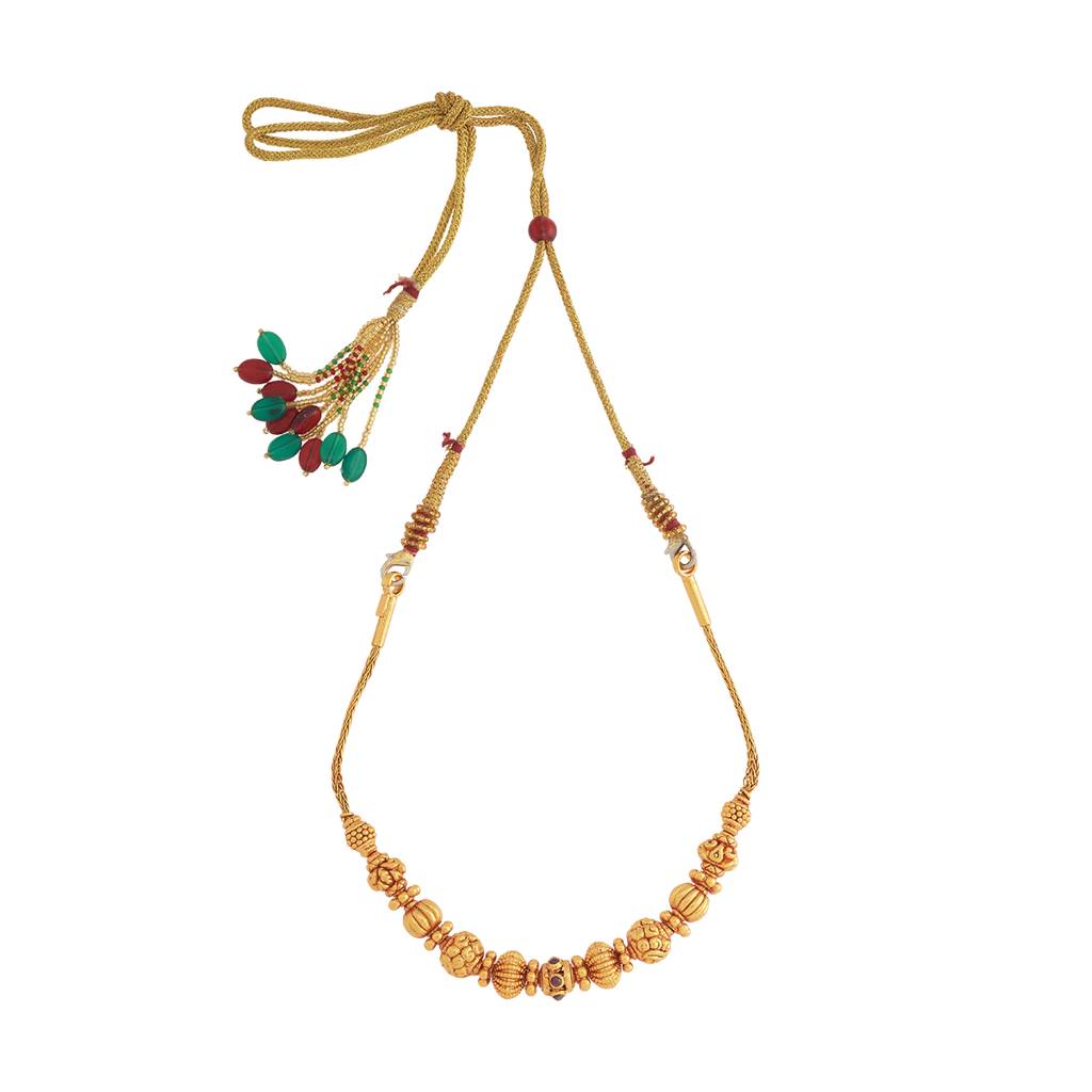 Kushal'S Fashion Jewellery Ruby Gold-Plated Ethnic 92.5 Pure Silver Temple Chain - 433146 : 433146