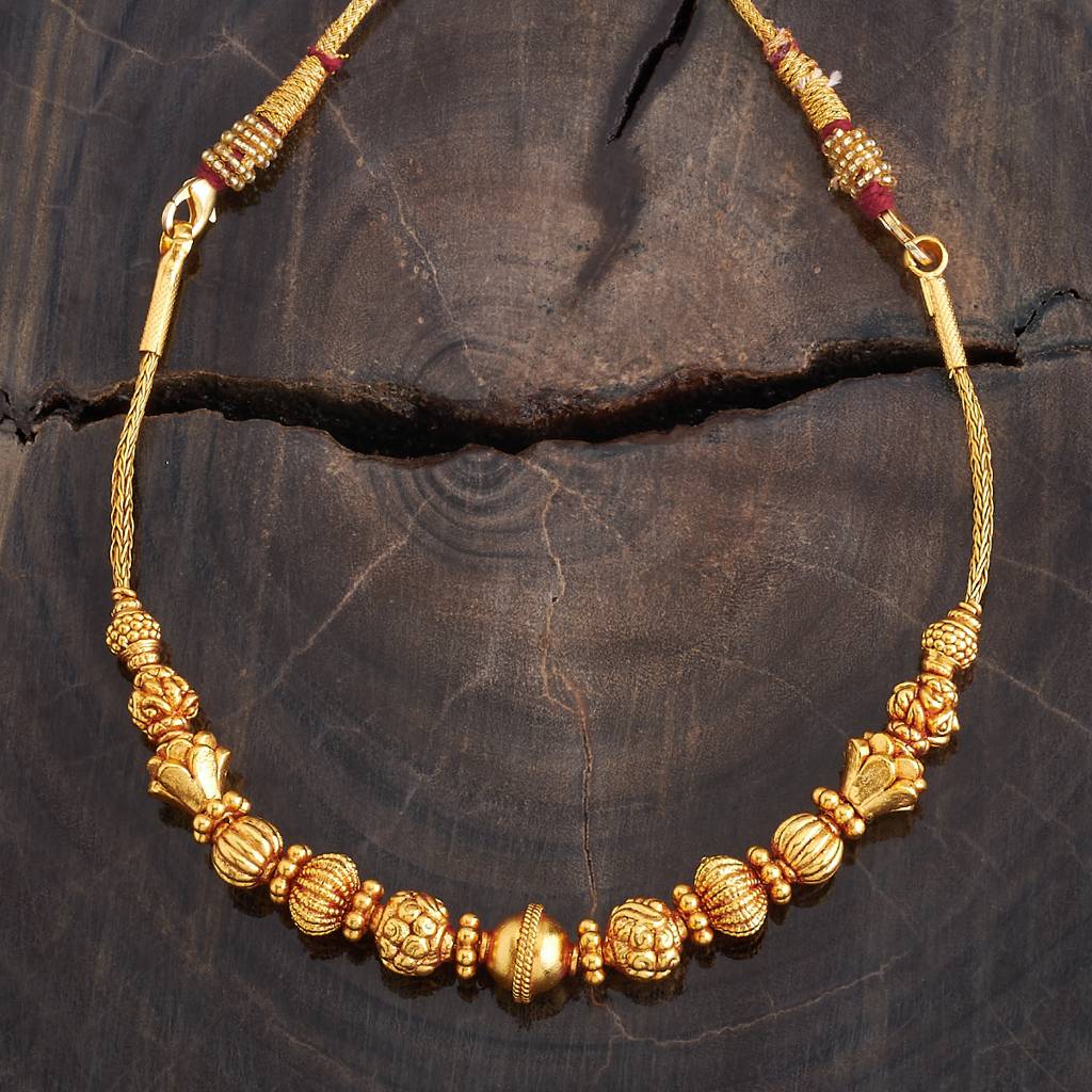 Kushal'S Fashion Jewellery Gold-Plated Ethnic 92.5 Pure Silver Temple Chain - 433147 : 433147