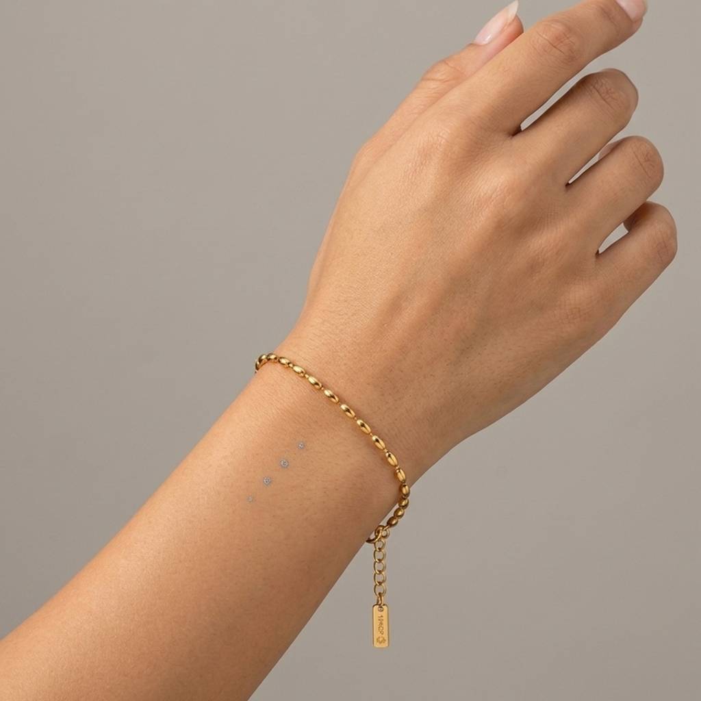 18K Gold Plated Oval Rice Bead Chain Bracelet : RJFSBR90