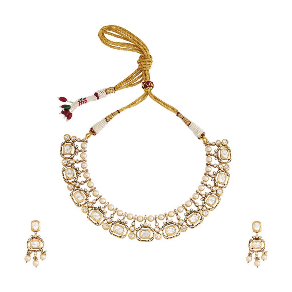 Kushal'S Fashion Jewellery White Party Kundan Jewellery Set - 425784 : 425784