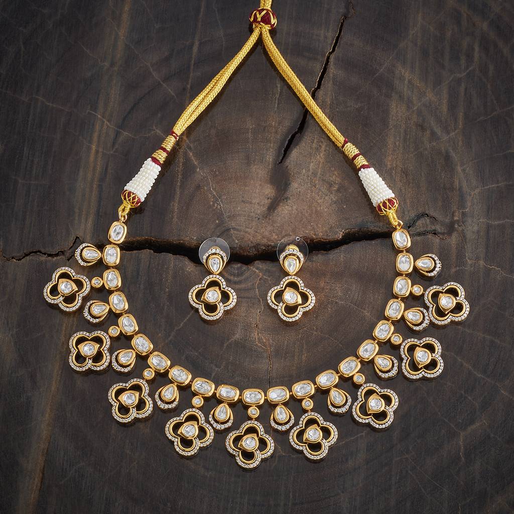 Kushal'S Fashion Jewellery White Party Kundan Jewellery Set - 425785 : 425785