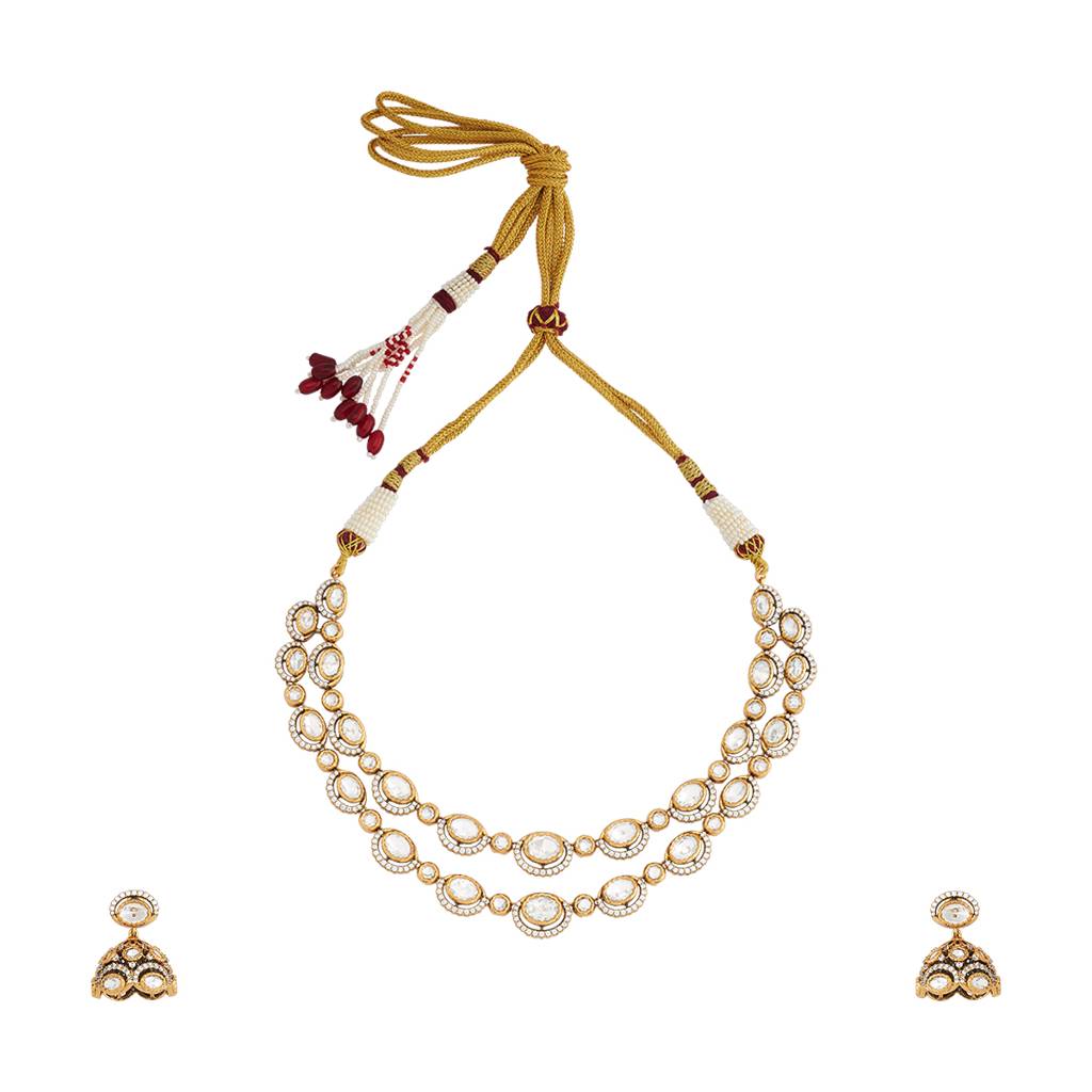 Kushal'S Fashion Jewellery White Party Kundan Jewellery Set - 425786 : 425786