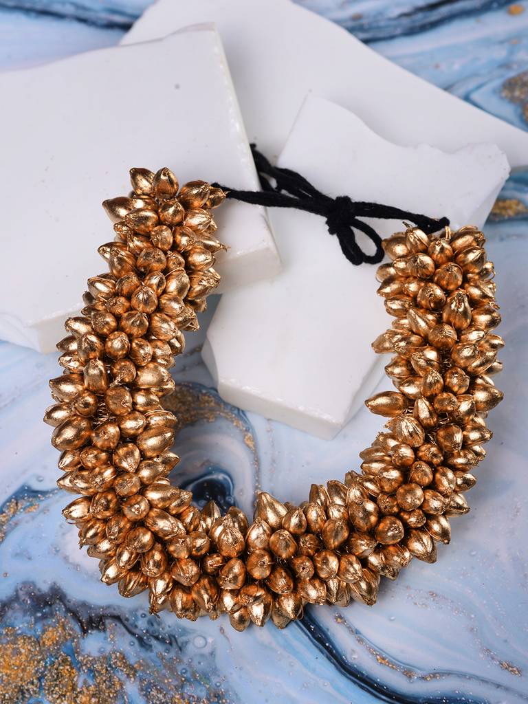 Golden Beaded Bridal Hair Accessories : SJHC1776