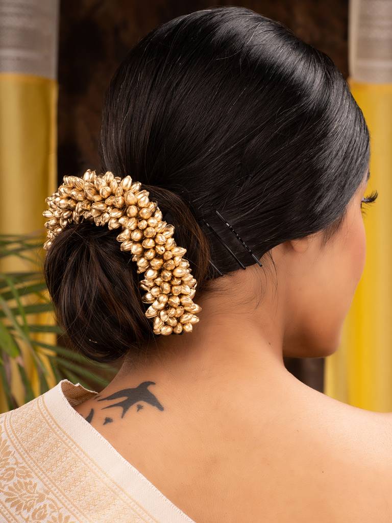 Golden Beaded Bridal Hair Accessories : SJHC1776