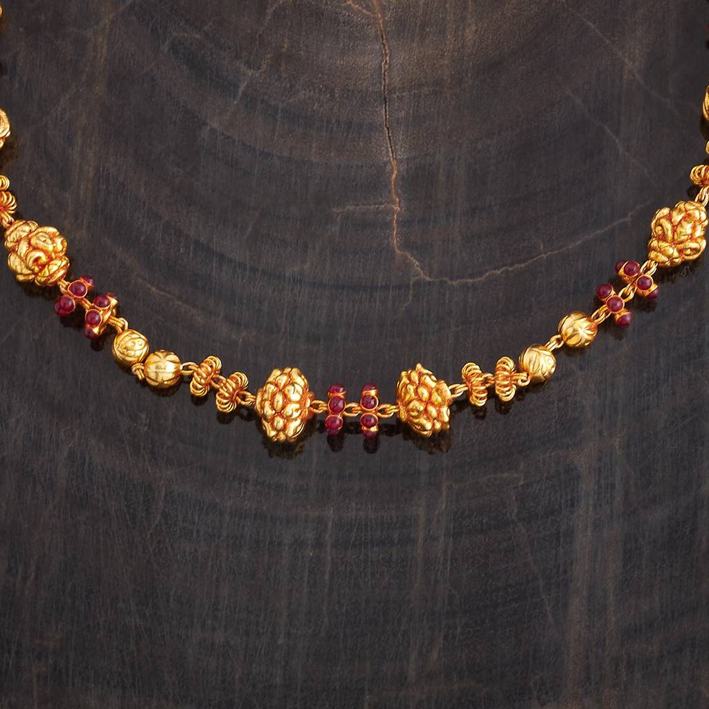 Kushal'S Fashion Jewellery Ruby Gold-Plated Ethnic 92.5 Pure Silver Temple Chain - 425908 : 425908