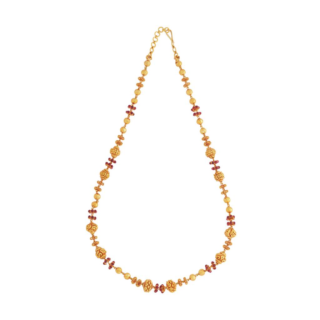 Kushal'S Fashion Jewellery Ruby Gold-Plated Ethnic 92.5 Pure Silver Temple Chain - 425908 : 425908