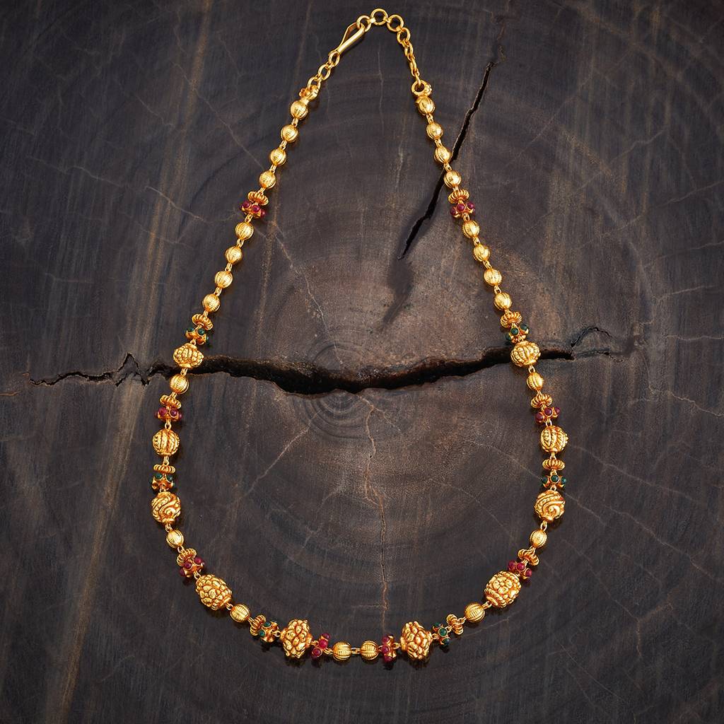 Kushal'S Fashion Jewellery Ruby-Green Gold-Plated Ethnic 92.5 Pure Silver Temple Chain - 425910 : 425910