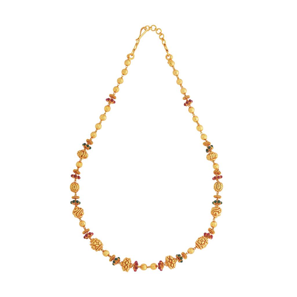 Kushal'S Fashion Jewellery Ruby-Green Gold-Plated Ethnic 92.5 Pure Silver Temple Chain - 425910 : 425910