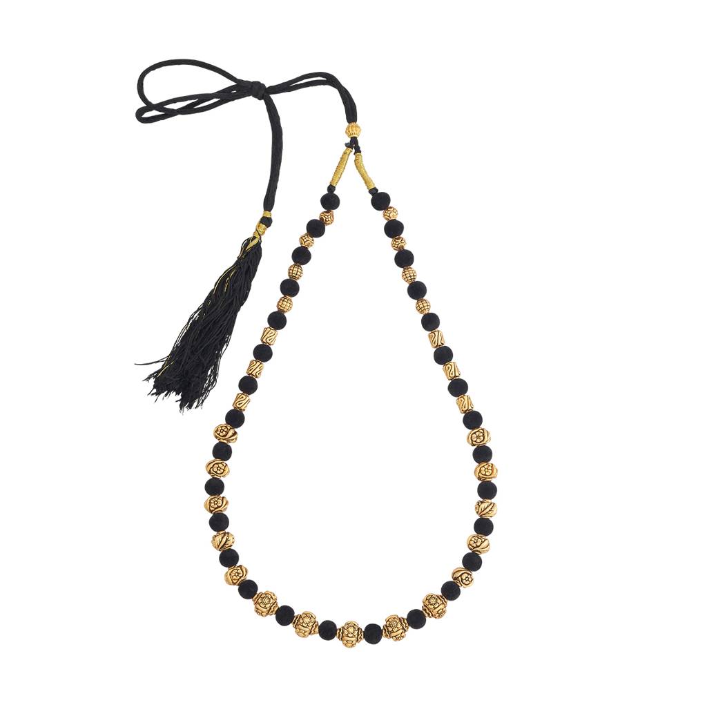 Kushal'S Fashion Jewellery Black Gold-Plated Ethnic 92.5 Pure Silver Temple Necklace - 425975 : 425975