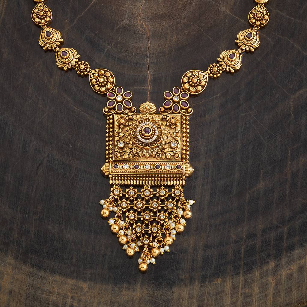 Kushal'S Fashion Jewellery Ruby Gold-Plated Ethnic Antique Jewellery Set - 425943 : 425943