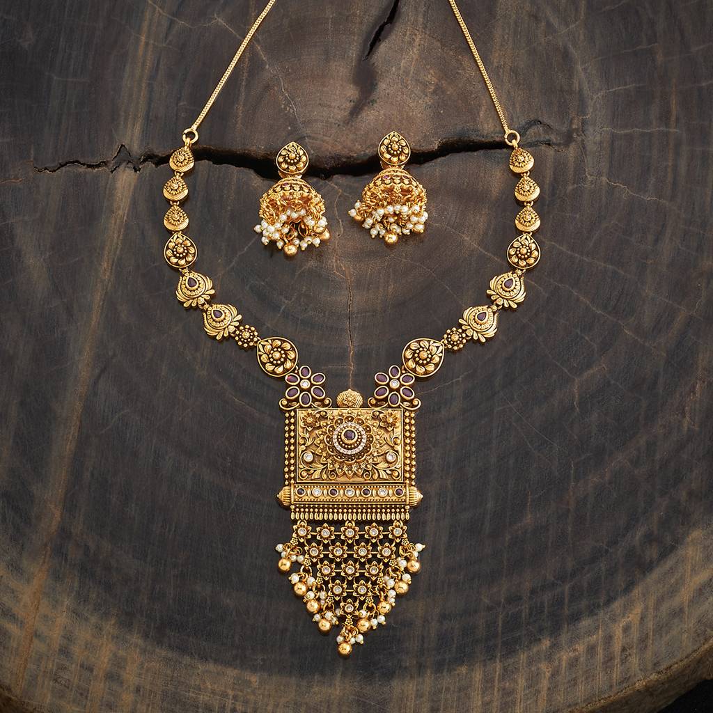Kushal'S Fashion Jewellery Ruby Gold-Plated Ethnic Antique