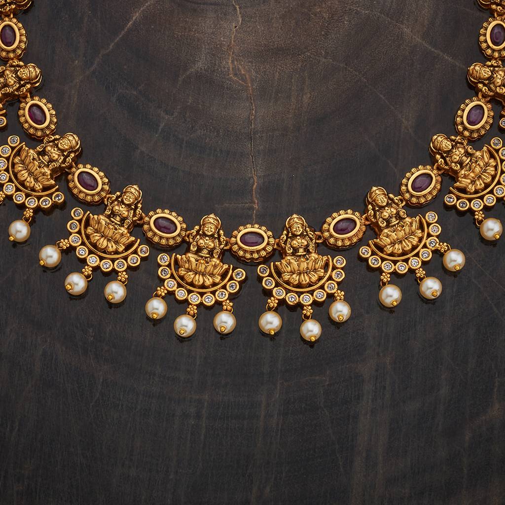 Kushal'S Fashion Jewellery Ruby Gold-Plated Ethnic Antique Jewellery Set - 425948 : 425948