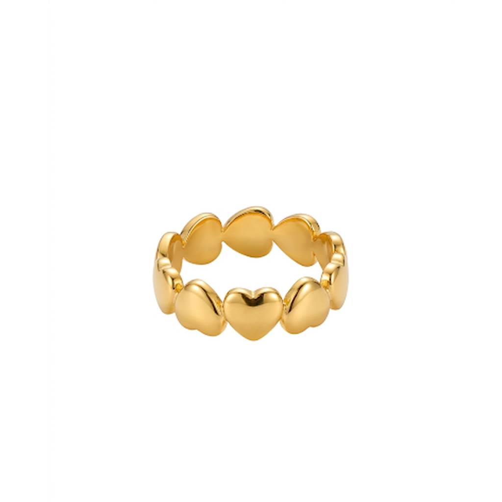 18K Gold Plated Polished Heart Eternity Band Ring : RJFSRG23