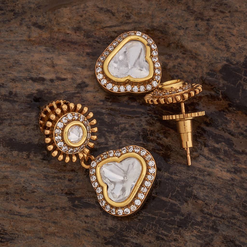 Kushal'S Fashion Jewellery White Victorian Plated Party Kundan Drop Earrings - 426090 : 426090