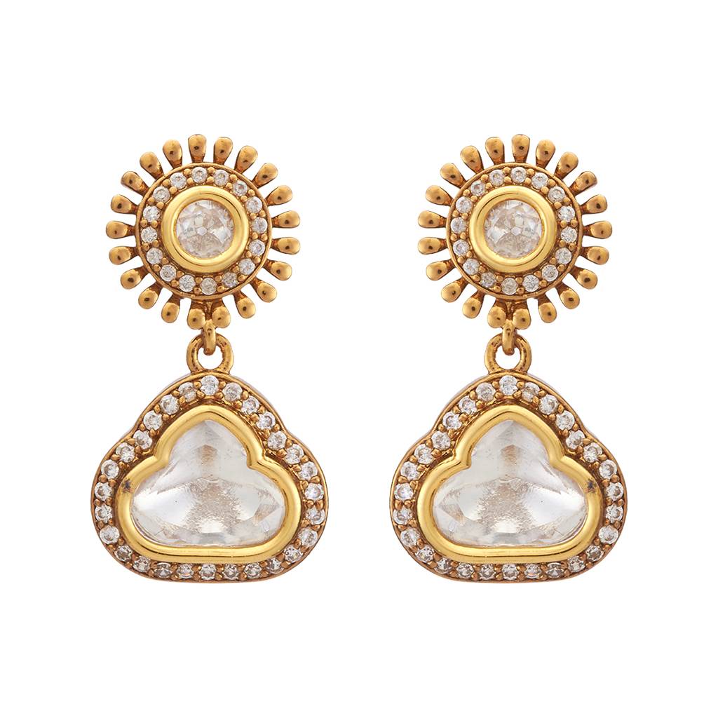 Kushal'S Fashion Jewellery White Victorian Plated Party Kundan Drop Earrings - 426090 : 426090