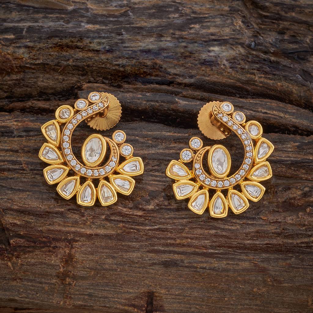 Kushal'S Fashion Jewellery White Victorian Plated Party Kundan Studs - 426095 : 426095