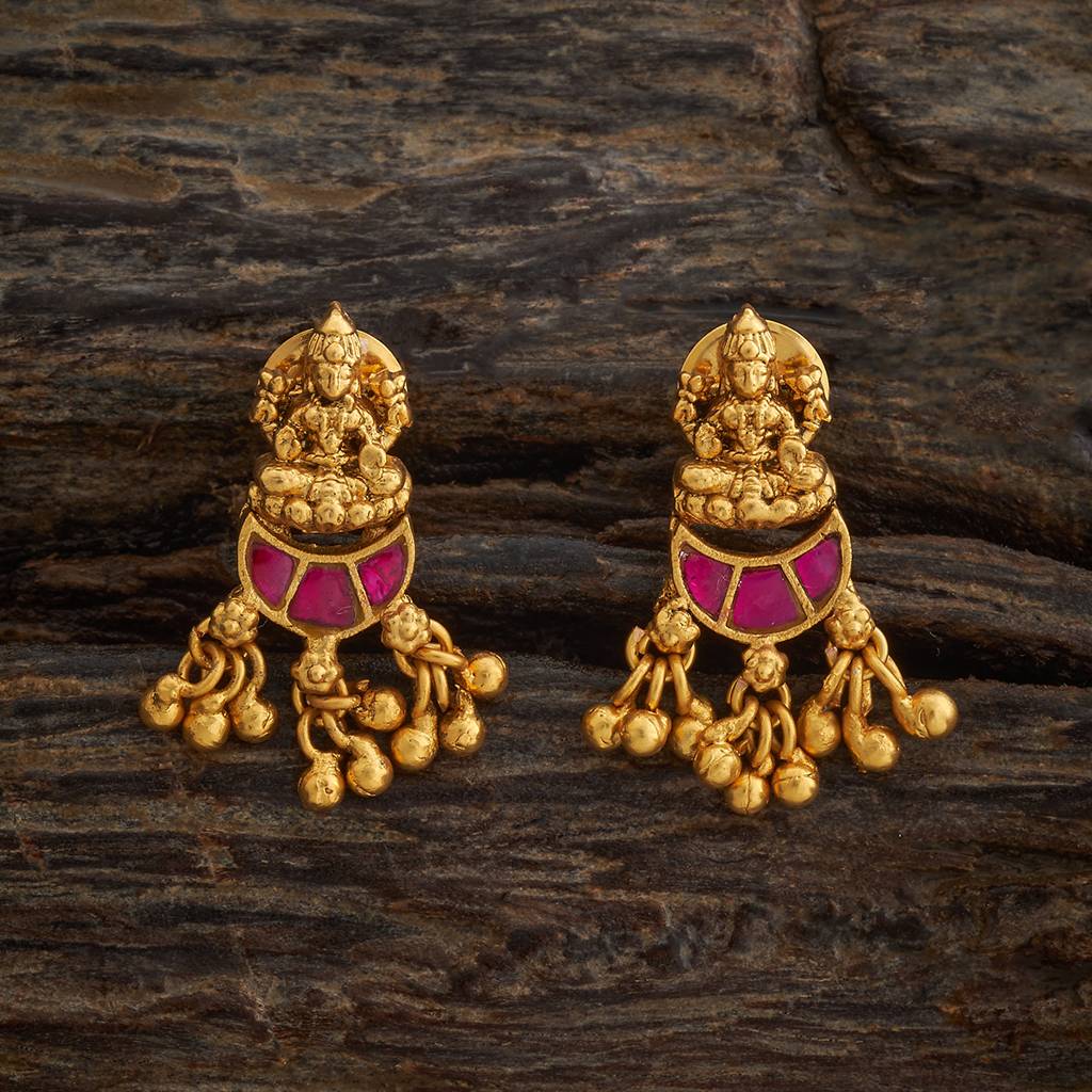 Kushal'S Fashion Jewellery Ruby Gold-Plated Ethnic Antique Studs - 426208 : 426208