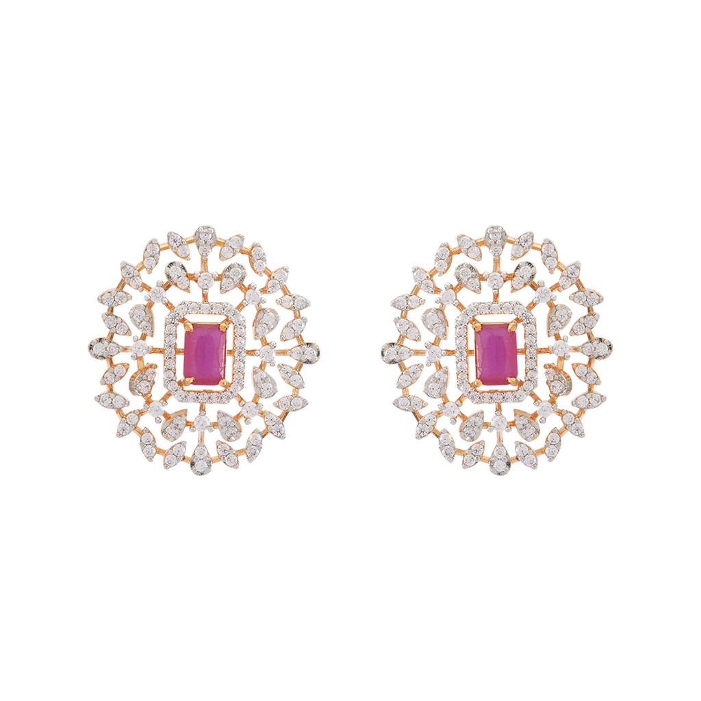 Kushal'S Fashion Jewellery Rhodium-Plated Party Zircon Studs - 177941 : 426520