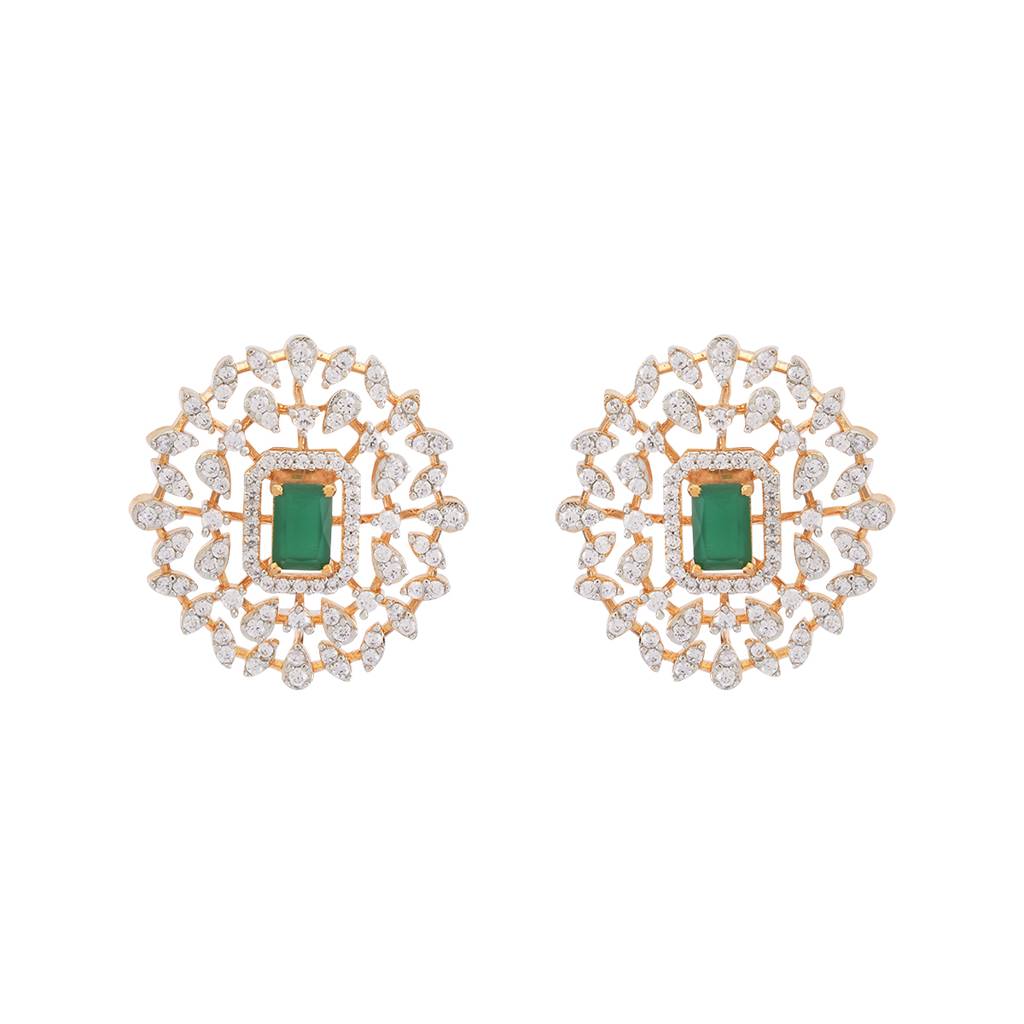 Kushal'S Fashion Jewellery Rhodium-Plated Party Zircon Studs - 177941 : 426521