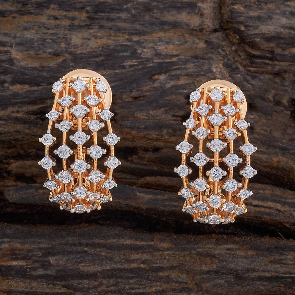 Kushal'S Fashion Jewellery White Rhodium-Plated Party Zircon Hoop Earrings - 177949 : 426391
